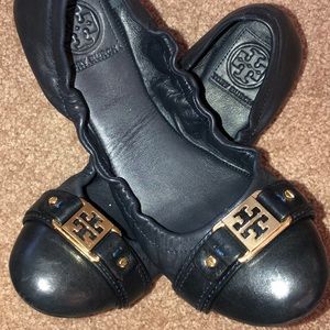 Tory Burch navy blue flat with gold- women 8.5